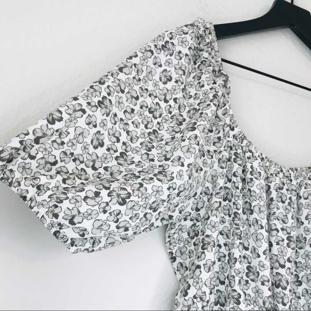 New! Nine West Bohemian Peasant Floral Square Neck Peplum Blouse Top - Picture 6 of 10